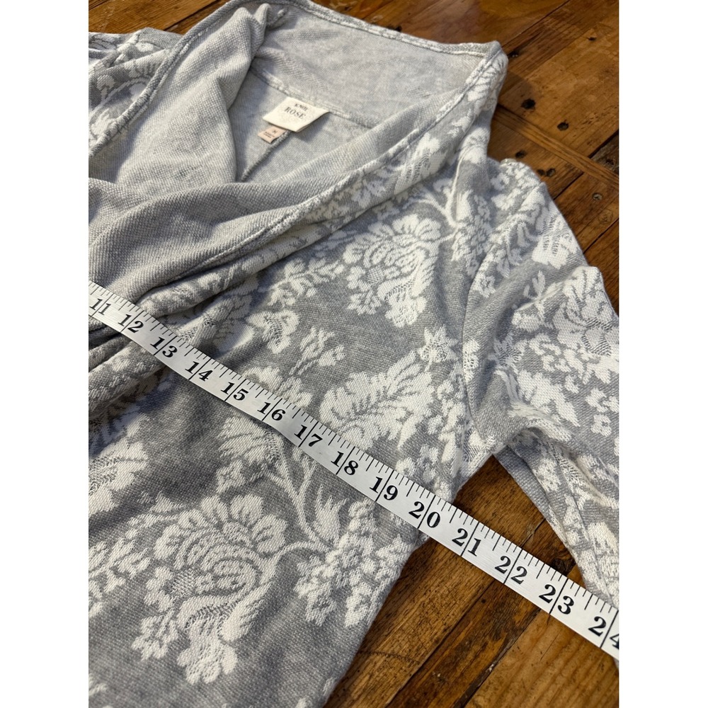 Waterfall Cardigan Womens M Gray Floral Cottagecore Boho Soft Romantic Drape - Picture 3 of 8